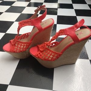 Brand new orange wedge heels